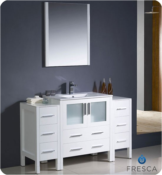 fresca bath fvn62 wh uns 54 inch white integrated sink bathroom vanity