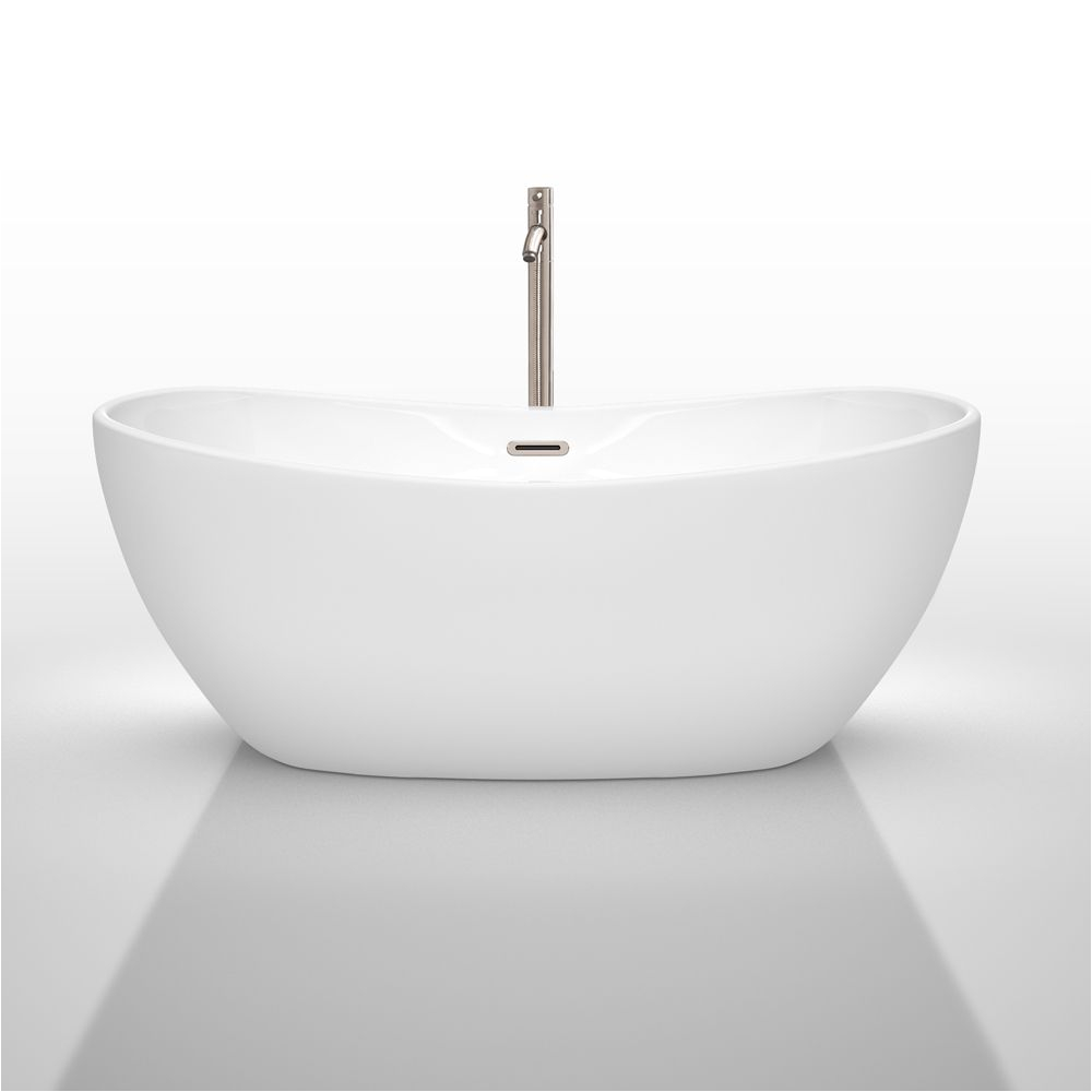 56 Inch Freestanding Bathtub 60" Freestanding Bathtub In White with Floor Mounted Faucet