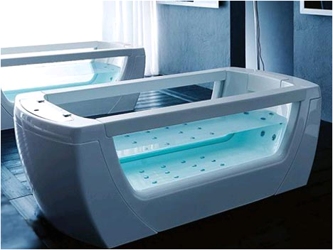 5' Jetted Bathtub See Through Bathtub Y Spa or Privacy Down the Drain