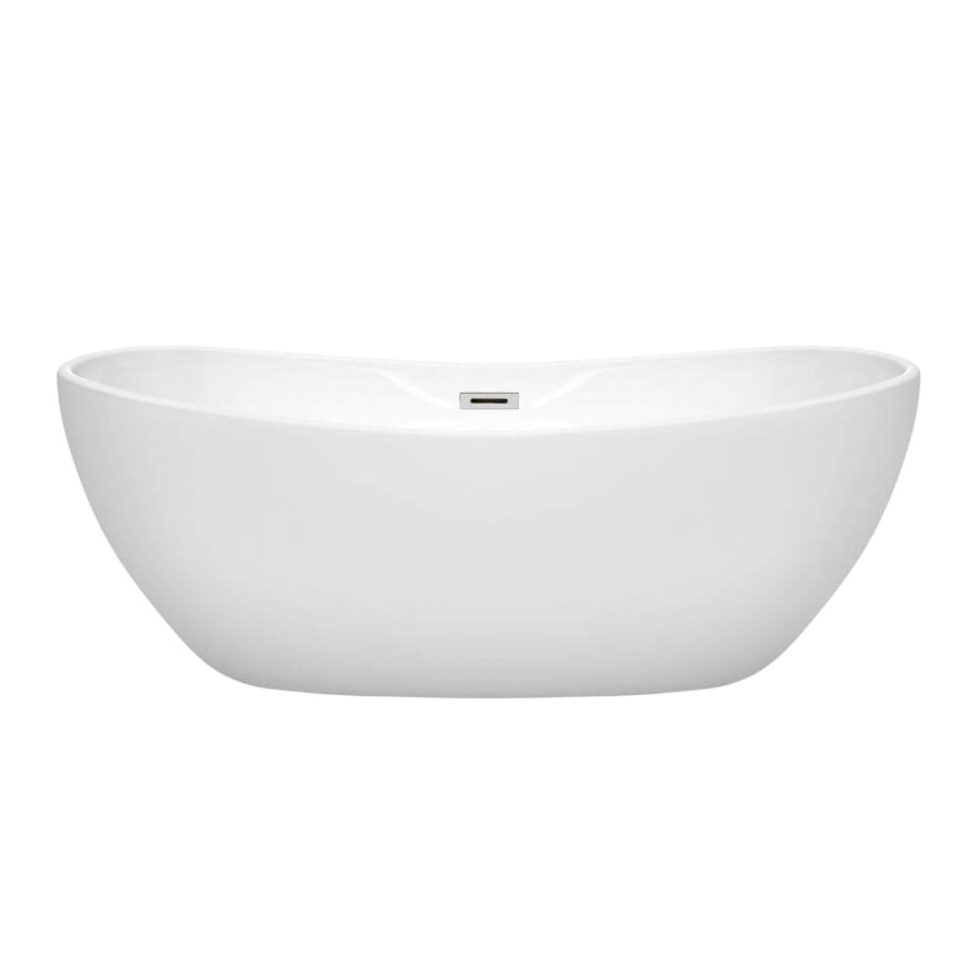 wyndham collection wcobt rebecca 65 inch freestanding bathtub in white with polished chrome drain and overflow trim