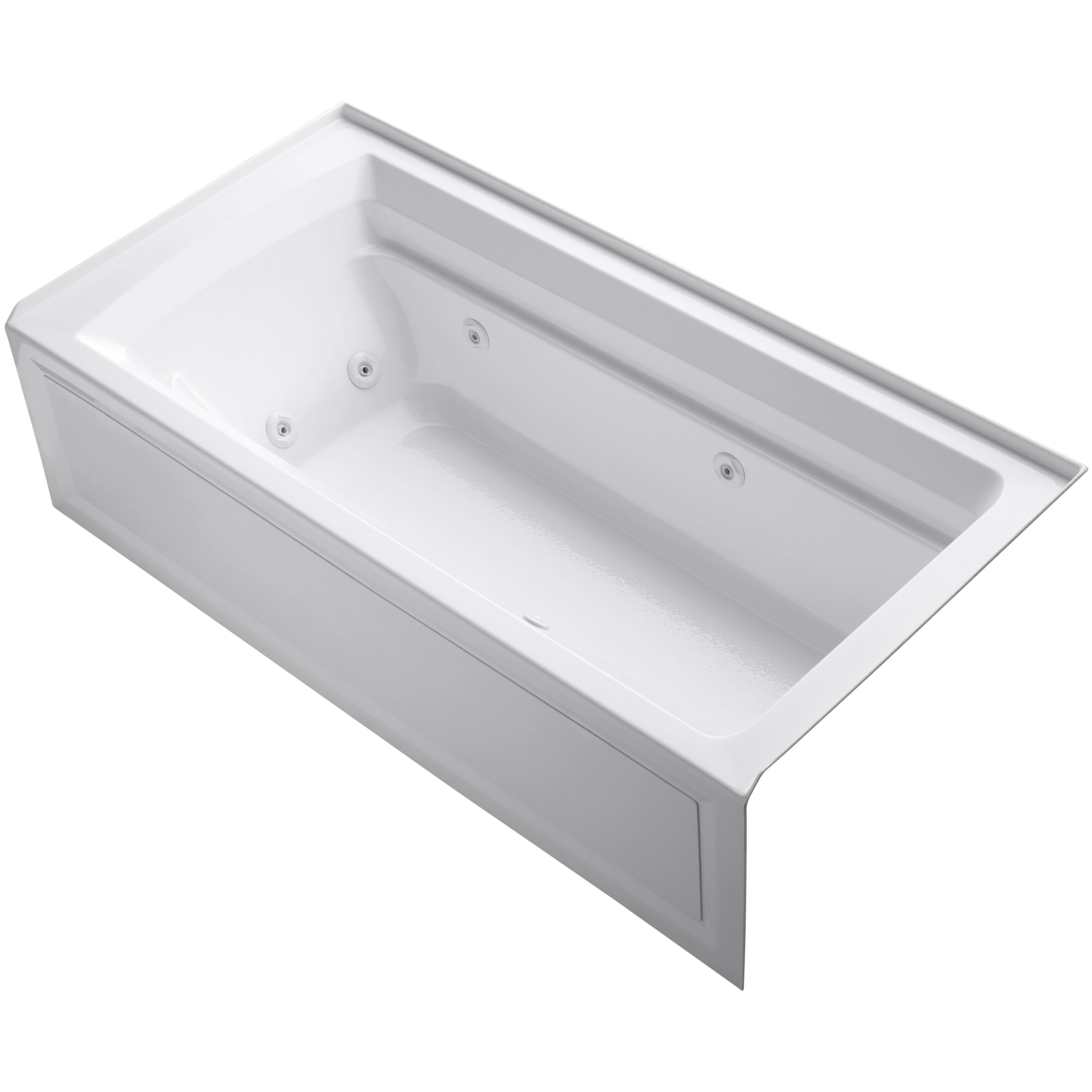 Kohler Archer Collection 72 Three Wall Alcove Jetted Whirlpool Apron Front Bath Tub with Right Side Drain 1124 RA KOH