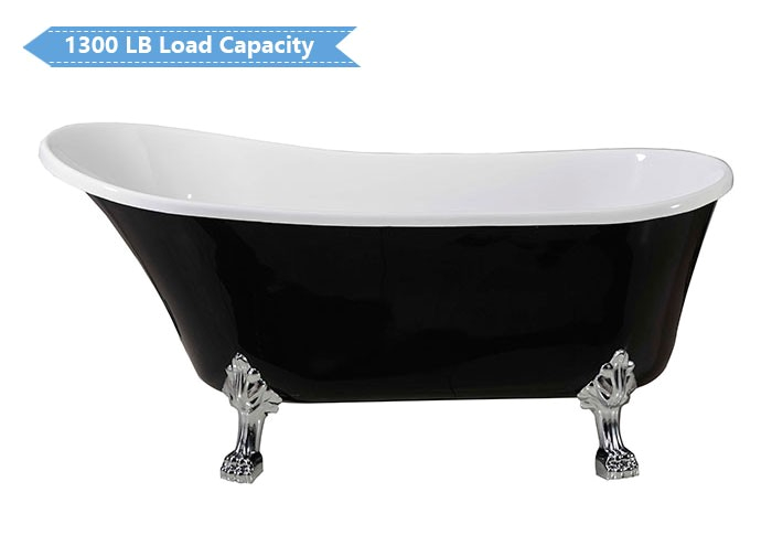 63 in clawfoot freestanding bathtub acrylic black dk 1675b