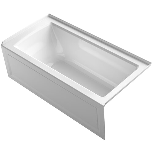 Alcove Bathtub Right Hand Drain Kohler Archer 60" X 30" Alcove Bathtub with Integral Apron