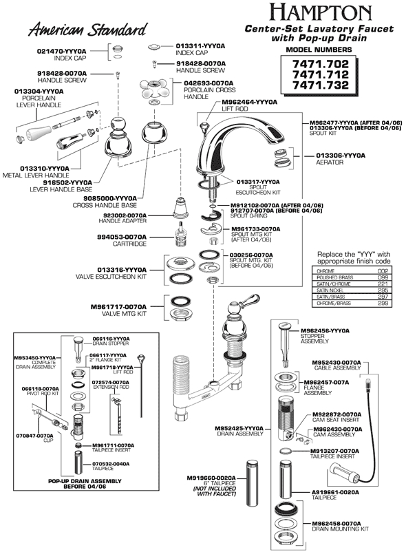 american standard bathroom faucet hampton 7471 702 712 732