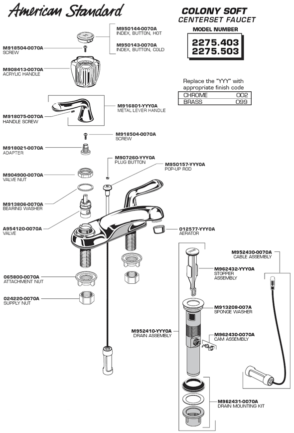 american standard bathroom faucet colony 2275 403 503