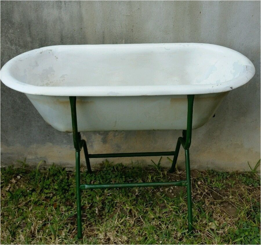 Antique Baby Bathtub On Stand Antique Hungary Baby Porcelain Bath Tub with Metal Folding