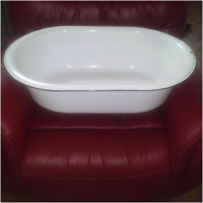 Vintage Antique Porcelain Enamel Baby Bath Tub