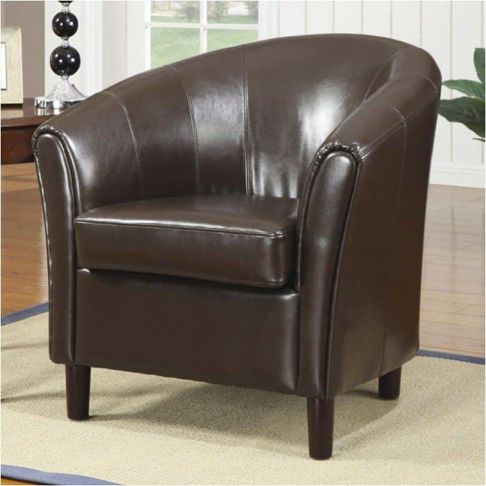 Archibald Leather Accent Chair Unique and fortable Barrel Chair