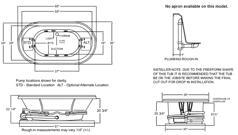 jacuzzi tub dimensions