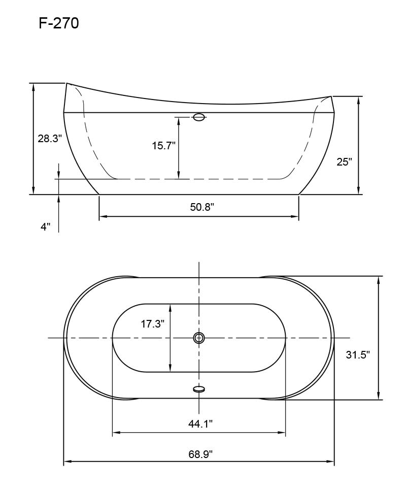 akdy 69 freestanding soaking bathtub az f270