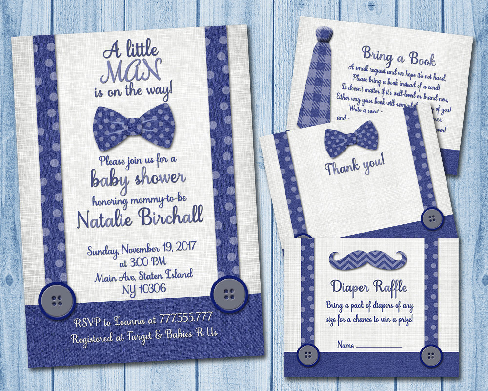 little man baby shower invitation with