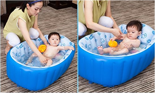 hhobake inflatable baby bathing tubs and seats portable bathtub kid toddler infant newborn inflatable foldable shower pool travel for 0 to 3 years old baby blue