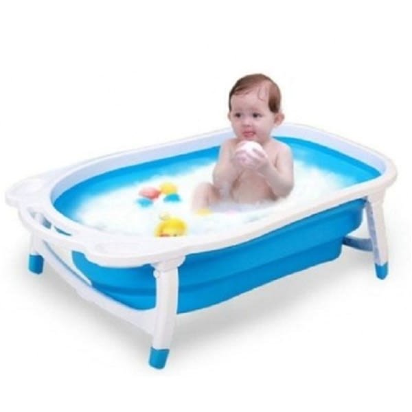 open baby bath tub blue