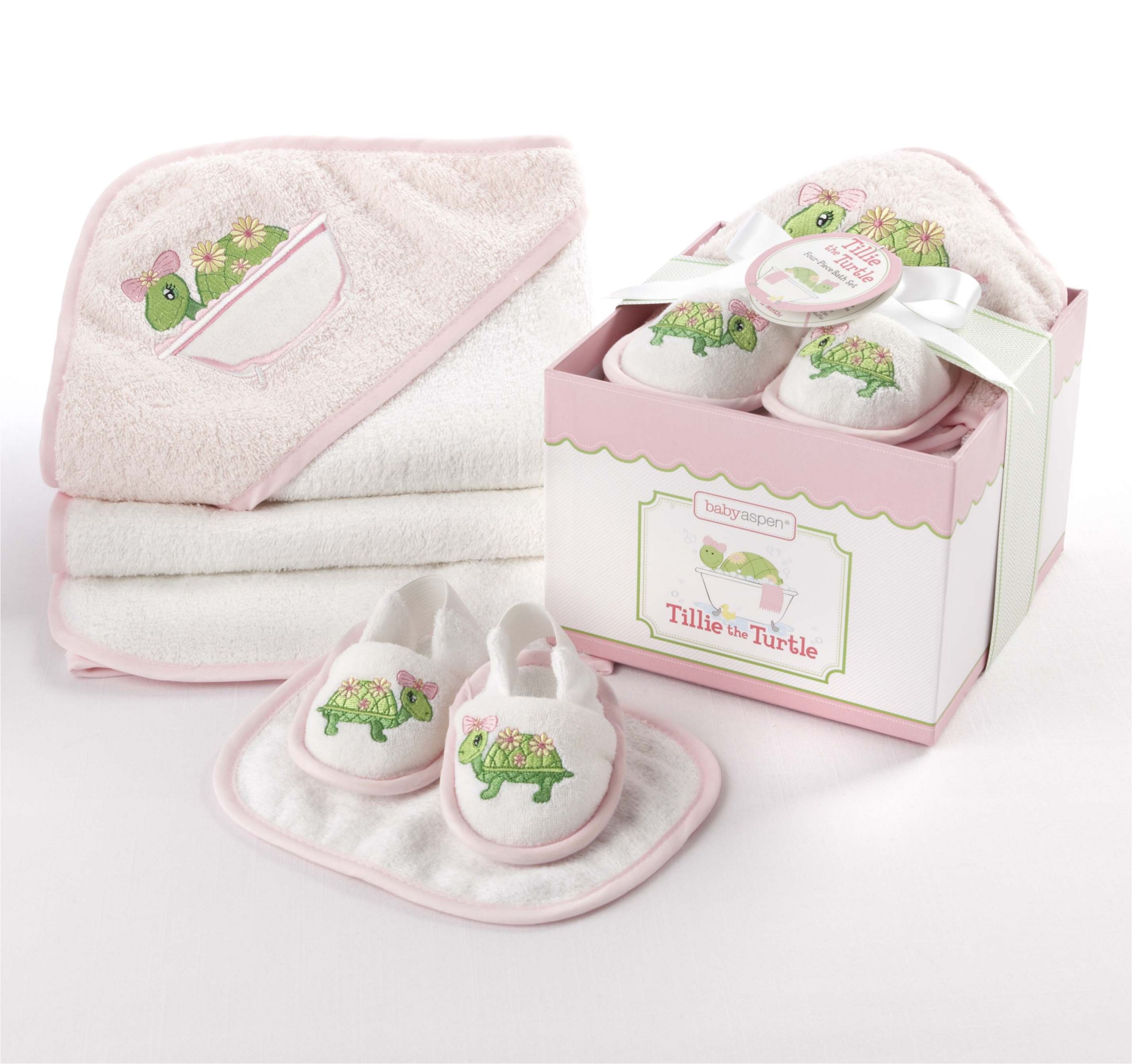 Baby Bathtub Gift Set Baby aspen Tillie the Turtle 4 Piece Bath Time Gift Set