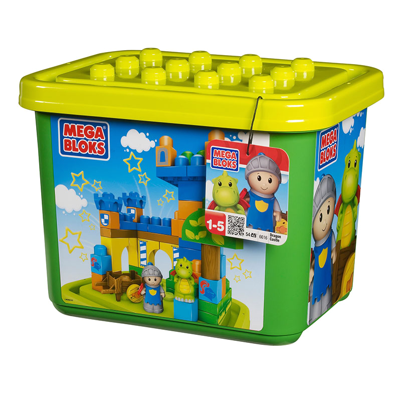 tub of plastic building blocks