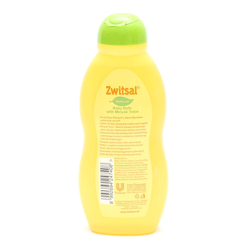 zwitsal natural baby bath with minyak telon 200 ml