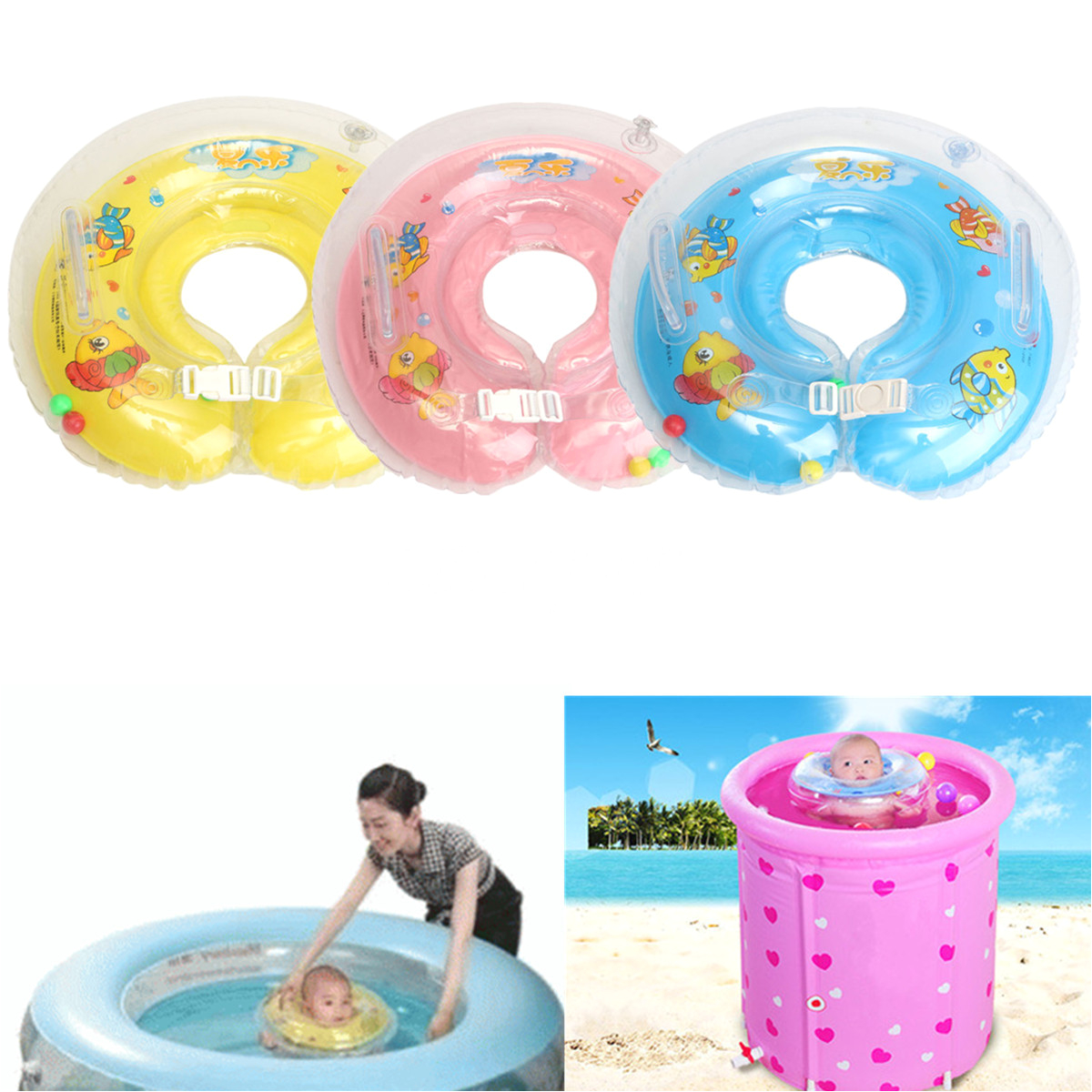 Baby Bathtub Neck Ring Baby Infant Swimming Neck Float Ring Safety Aids