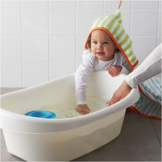 ikea lattsam baby bath white green