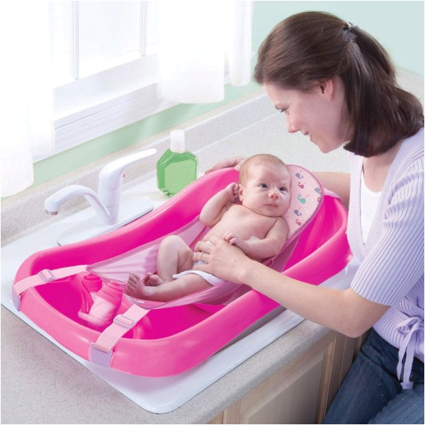 the first years infant to toddler pink bath tub with sling