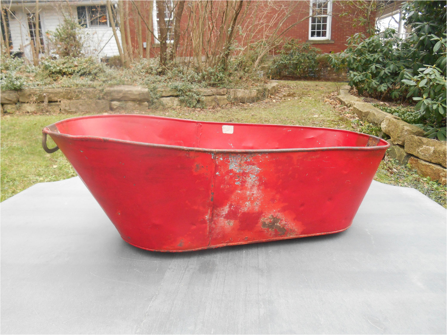 antique tin baby bathtub bath tub metal