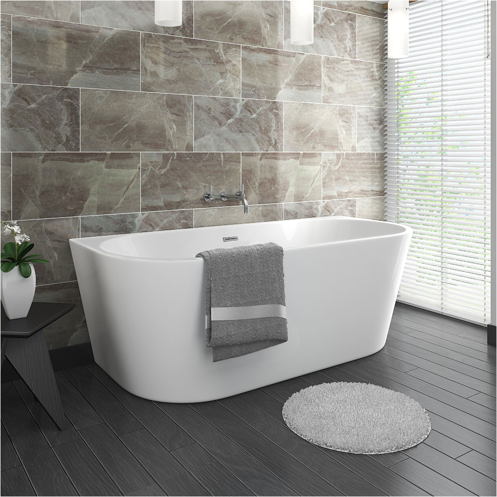 apollo 1500 x 750mm small back to wall modern curved bath