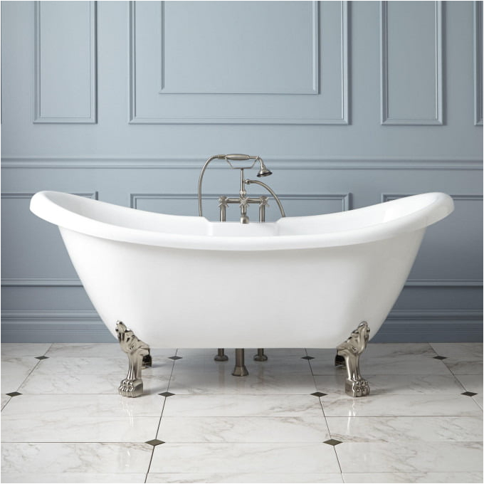 71 talia acrylic corner tub on feet chrome modern ball feet no tap holes