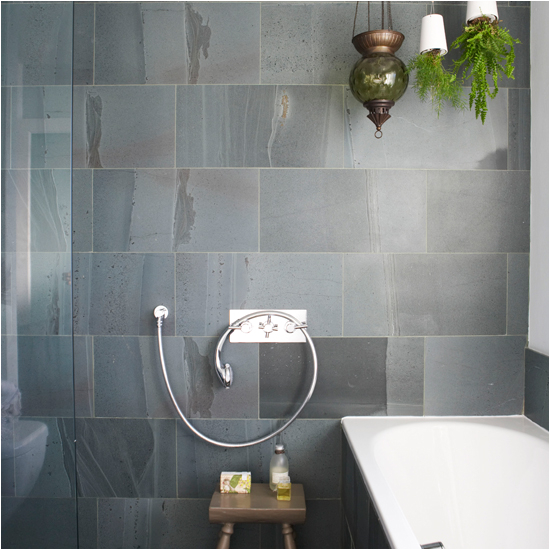 bathroom with slate tiles