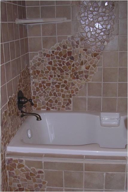 Brown Flat Rock Bath Tub Wall Tile modern bathroom