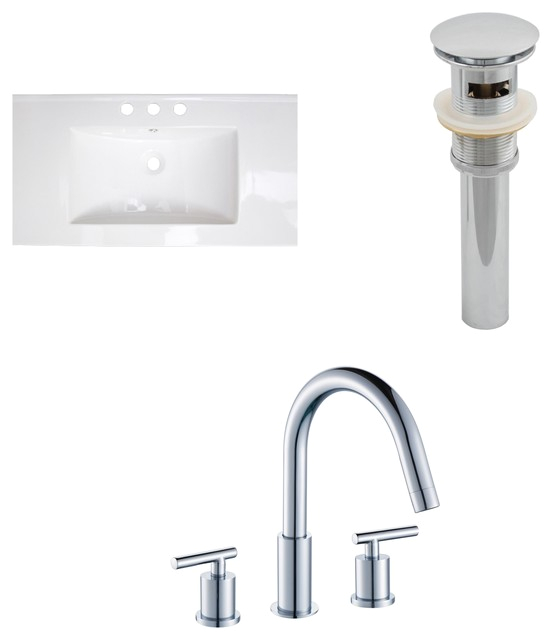 ceramic top set with 8 off center faucet and drain white 36x18 transitional bathroom sink and faucet parts