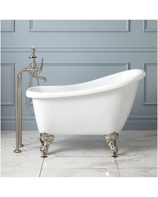 signature hardware 43 carter acrylic slipper mini clawfoot tub brushed nickel feet and drain overflow p2df5ec51c6db041ca f25f6a3e28