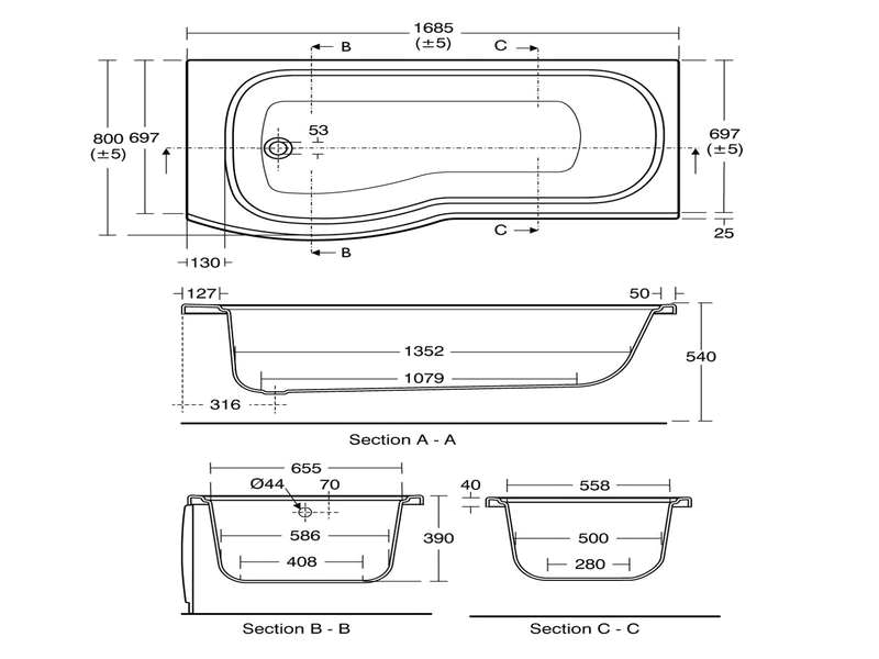 standard bathtub size alto