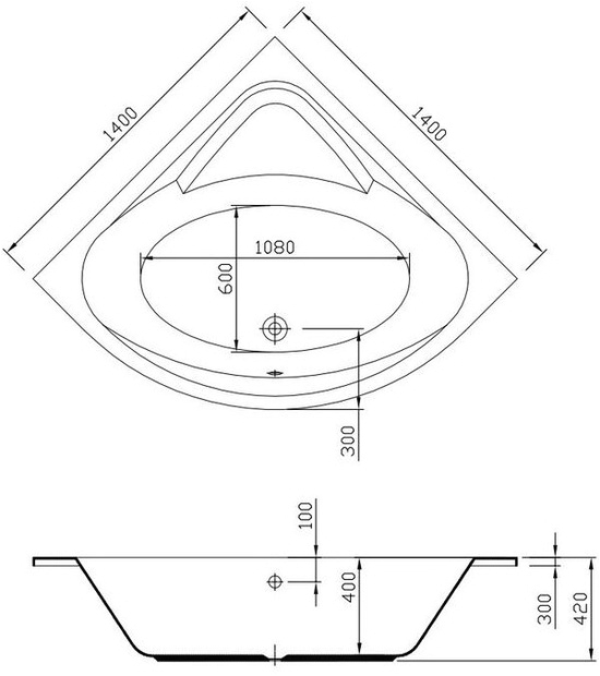 55 inch corner bathtub 1400mm