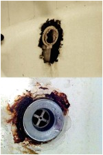 bathtub drain overflow rust hole repair