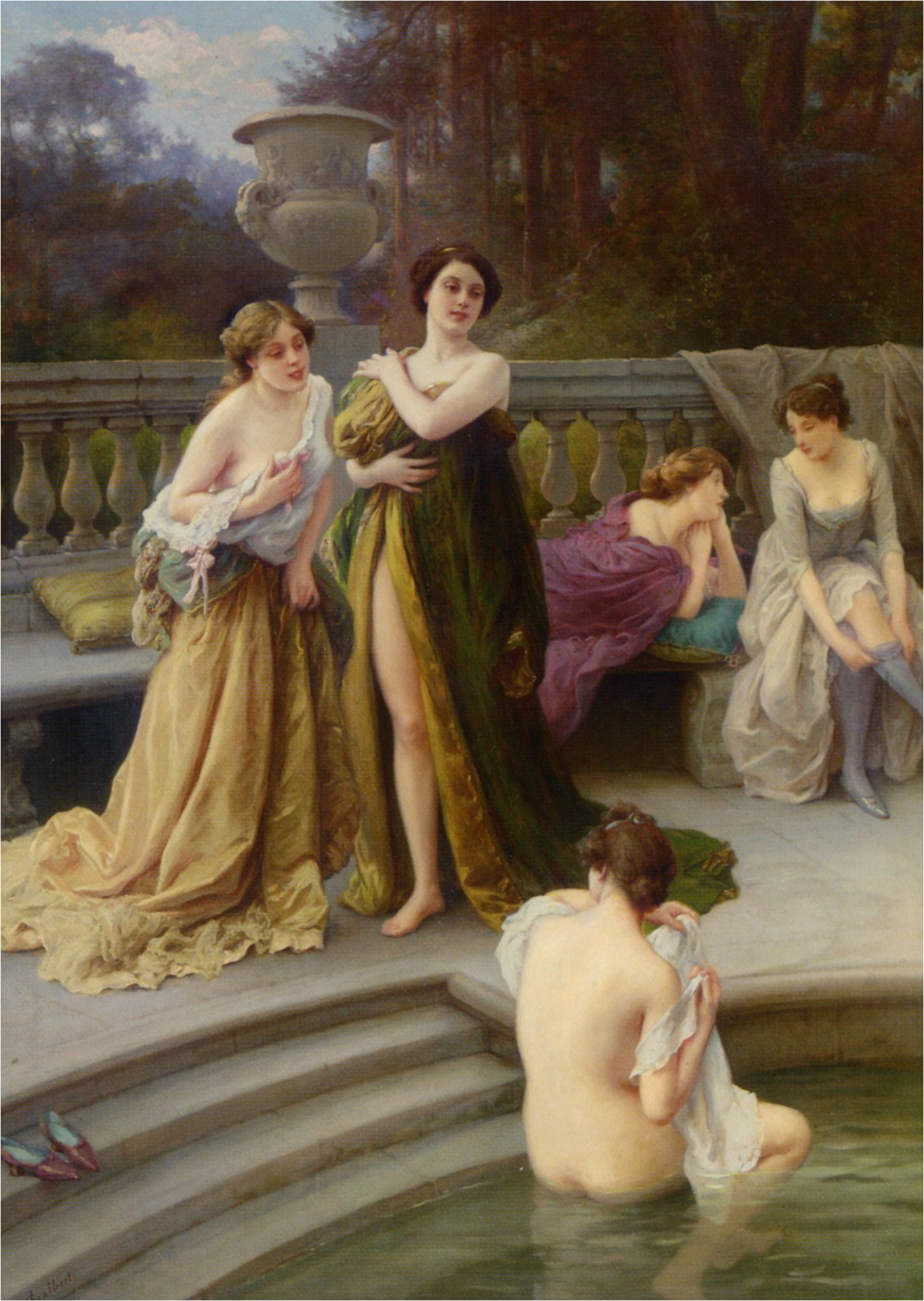 Bathtub Painting On Canvas A Midday Bath by Jules Scalbert Art Oh Art