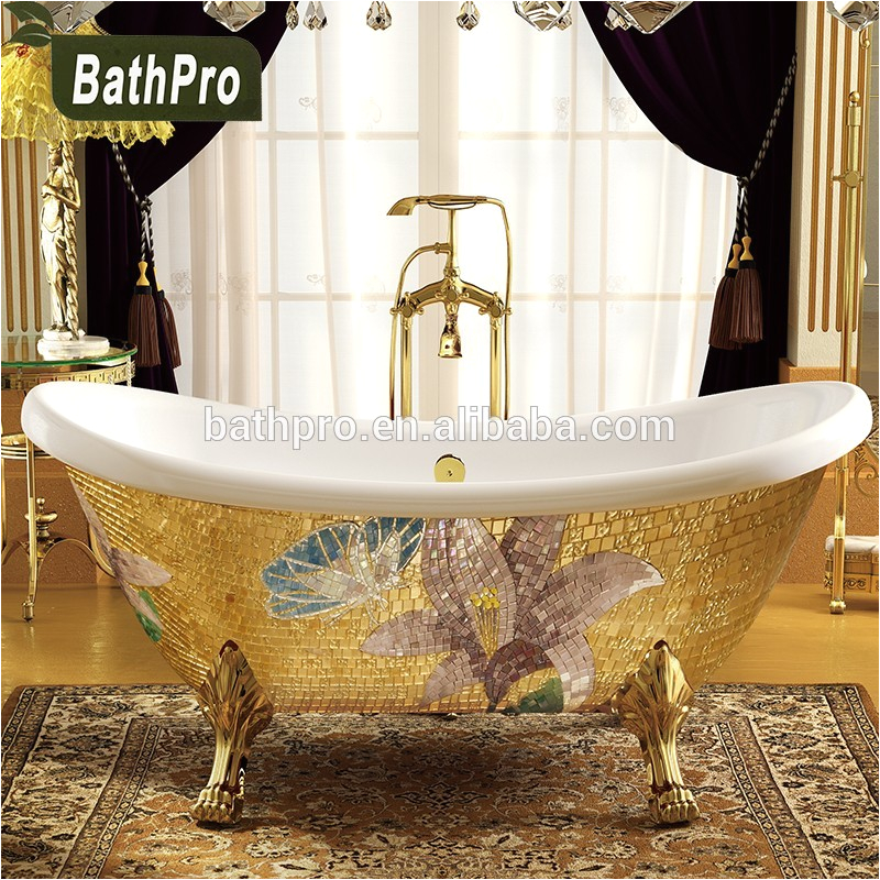 acrylic gold freestanding deep portable bathtub for sale with four legs