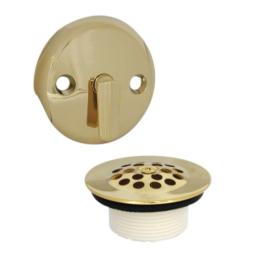 trip lever tub drain trim kit with overflow in polished brass