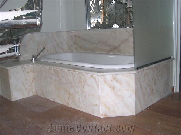 afyon gold marble bathtub deck surround