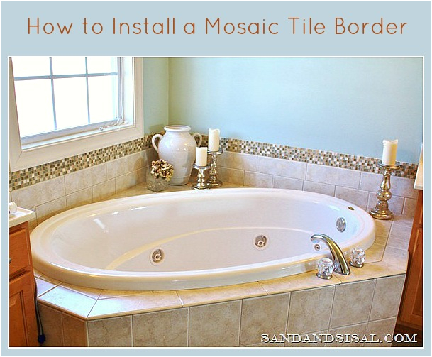 Bathtub Surround Mosaic Tile Add A Glass & Stone Tile Border Sand and Sisal