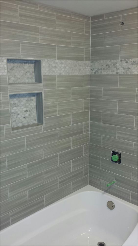 Bathtub Surround Niche Bathroom Shower Niche Mosaic Border Linear Tile Subway