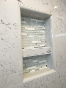 recessed shampoo bottle niches in shower and tub surrounds