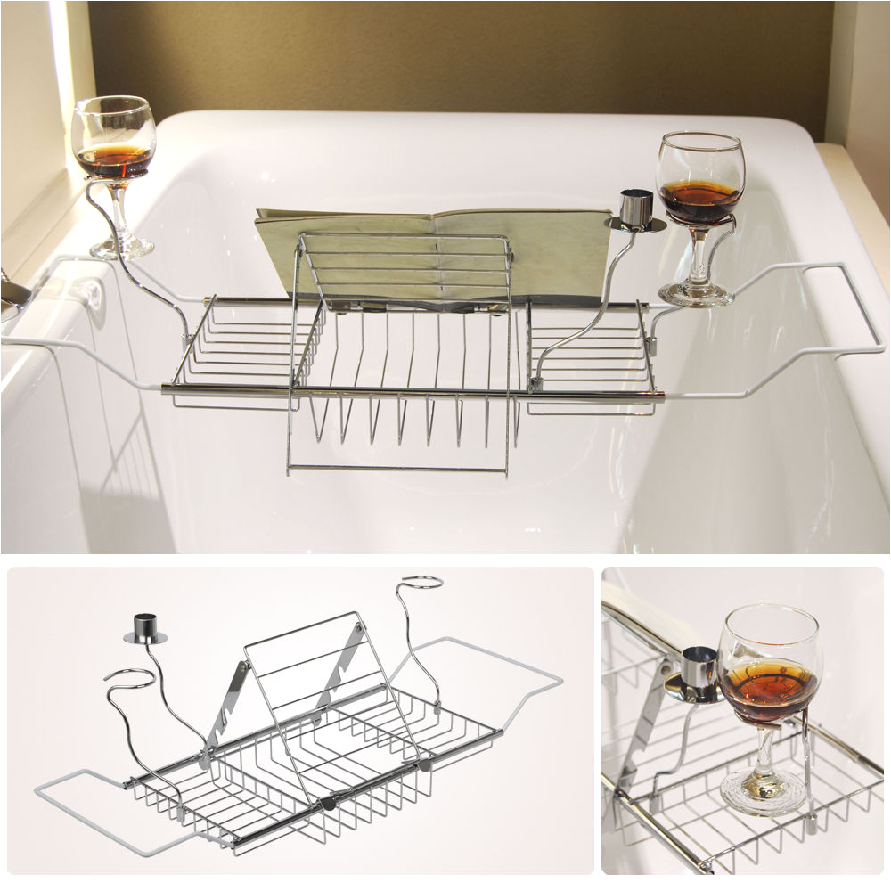 extendable bath tub rack caddy tidy organiser storage shelf holder tray