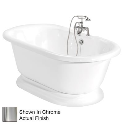 Bathtub with Back Center Drain American Bath Factory Nobb Hill 60 In White Acrylic Oval