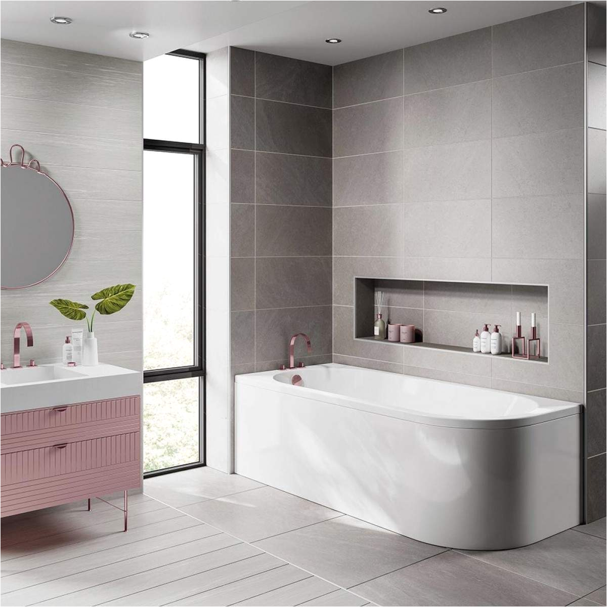 jasmine corner back to wall j shaped shower bath 1700 x 750mm