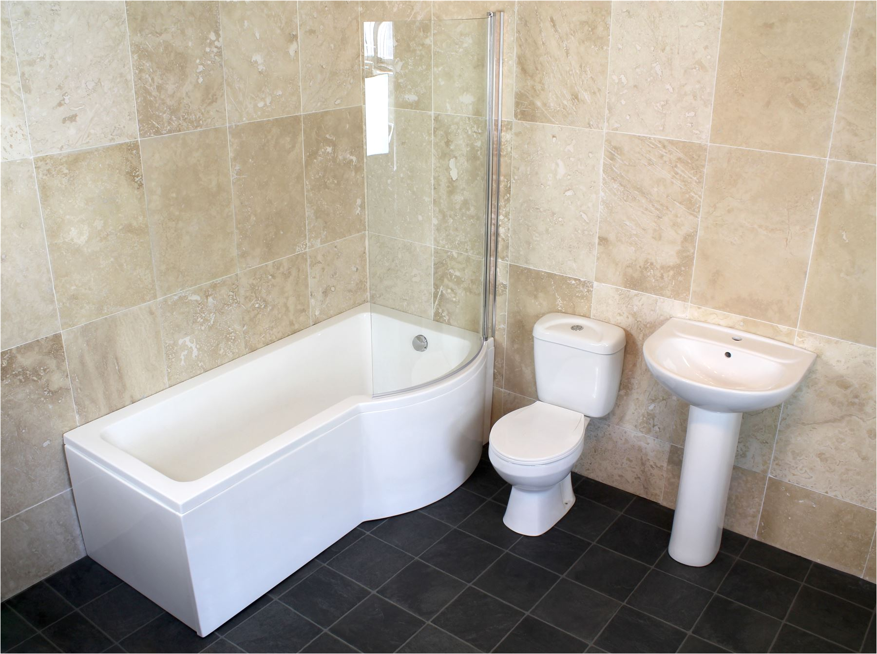 Bathtubs 1500mm 1500mm or 1700mm P Shaped Shower Screen Bath Bathroom