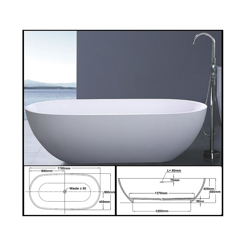 663 oval bath tub stone 1800