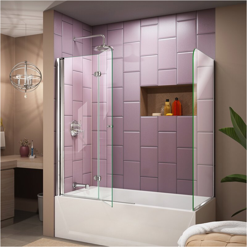 Dreamline AquaFold 56 to 60 in W x 30 in D x 58 in H Hinged Tub Door with Hardware DLN2865