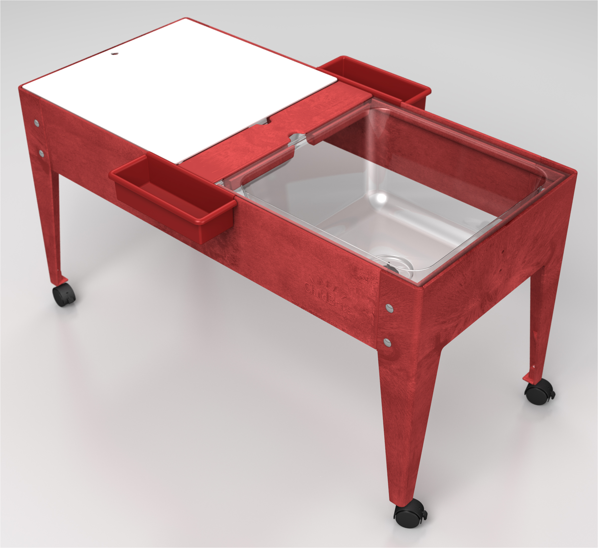 double mite with two 9 inch deep clear tubs red frame 46 l x 21 w x 24 h inch s