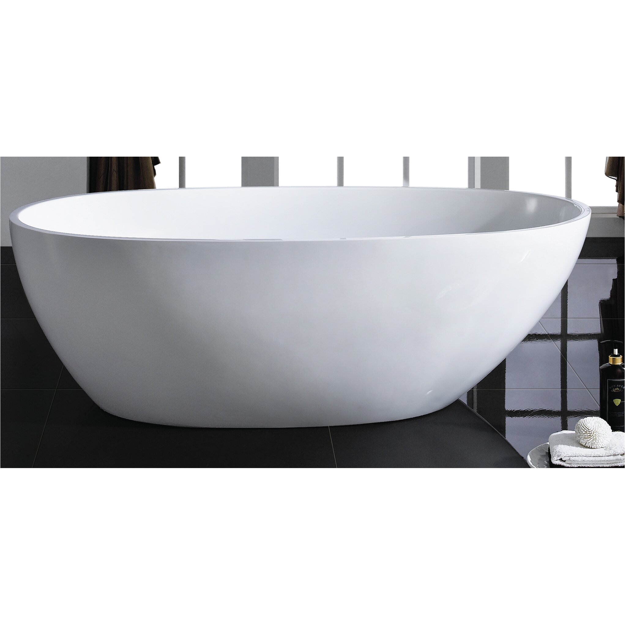 Eviva Sarah Free Standing 60 Acrylic Bathtub EVTB6218 60WH EVIE1202