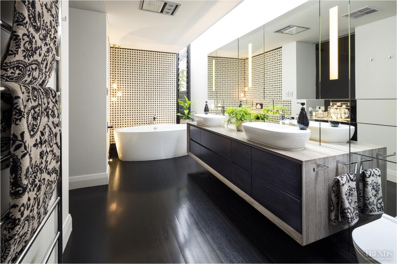 luxury bathroom addition with japanese wall tiles and marble shower