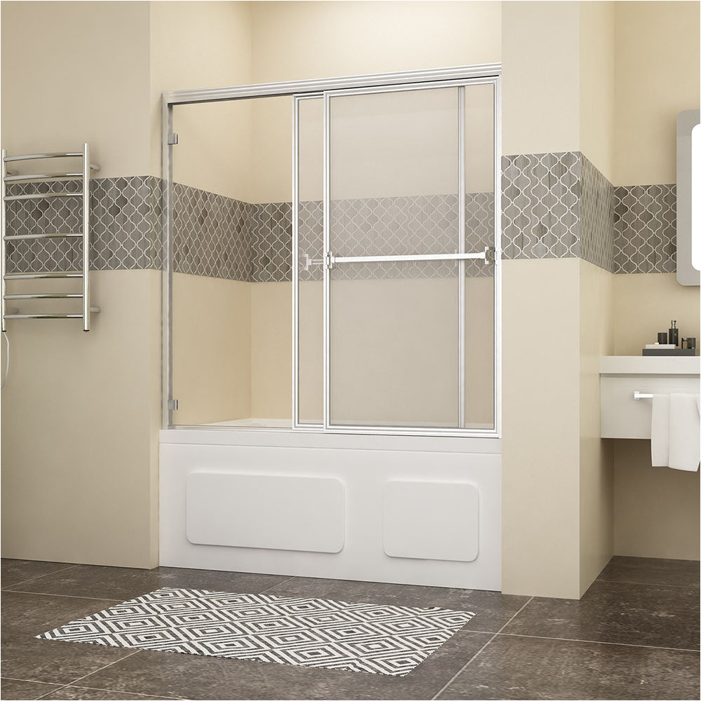 Bathtubs Doors 1 Sunny Shower 60" bypass Sliding Bathtub Glass Doors Framed